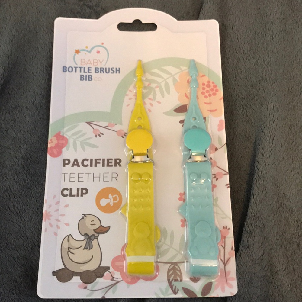 Baby Bottle Brush Bib Co. Pacifier Teether Clips